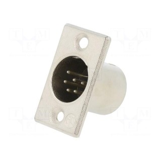 Socket | XLR | male | PIN: 6 | straight | soldering | silver | 7.5A | 27mm