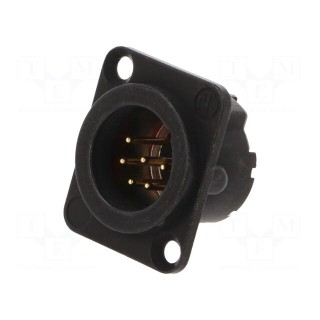 Socket | XLR | male | PIN: 6 | straight | soldering | black | 7.5A | 19x24mm