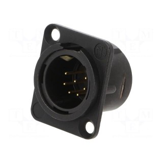 Socket | XLR | male | PIN: 7 | straight | soldering | black | 5A | 19x24mm