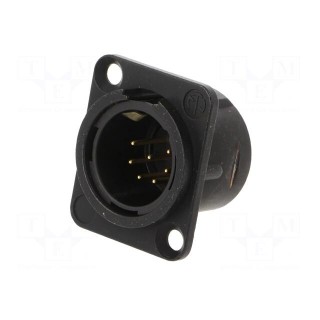 Socket | XLR | male | PIN: 7 | straight | soldering | black | 5A | 19x24mm
