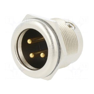 Socket | XLR | male | PIN: 3 | straight | soldering | silver | 16A