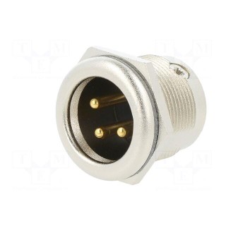 Socket | XLR | male | PIN: 3 | straight | soldering | silver | 16A