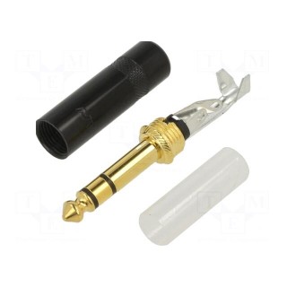 Plug | Jack 6,3mm | male | stereo | ways: 3 | straight | gold-plated