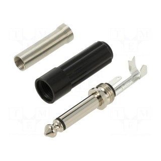 Plug | Jack 6,3mm | male | mono,with strain relief | ways: 2 | straight