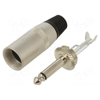 Plug | Jack 6,3mm | male | mono | ways: 2 | straight | 8.8mm | Body: silver