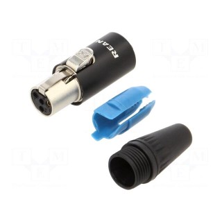 Plug | XLR mini | female | PIN: 4 | straight | for cable | soldering | 500V