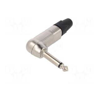 Plug | Jack 6,3mm | male | mono | ways: 2 | angled 90° | for cable | silver