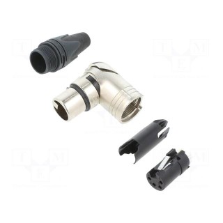 Plug | XLR | female | PIN: 4 | angled 90° | swivel | for cable | soldering
