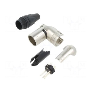 Plug | XLR | male | PIN: 4 | angled 90° | swivel | for cable | soldering