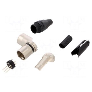 Plug | XLR | male | PIN: 5 | angled 90° | swivel | for cable | soldering
