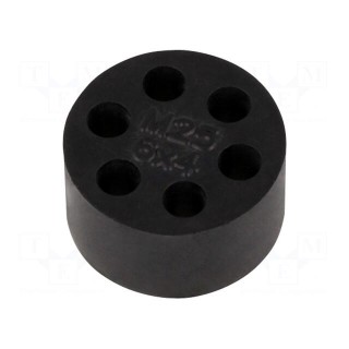 Insert for gland | with metric thread | Size: M25 | IP68 | Holes no: 6