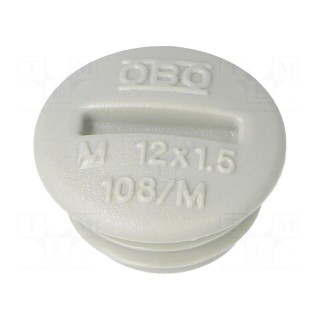Stopper | M12 | 1.5 | polystyrene | light grey | 6mm