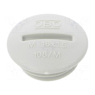 Stopper | M16 | 1.5 | polystyrene | light grey | 6mm