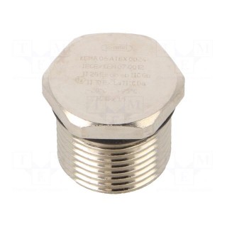 Stopper | M20 | 1.5 | IP68 | brass | Plating: nickel | V-Ms-Ex-d | -20÷95°C