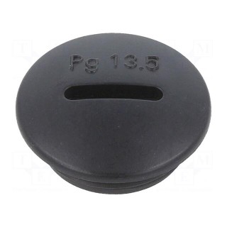 Stopper | PG13,5 | IP56 | polyamide | black | Thread: PG | 6mm | -25÷60°C