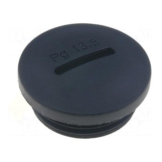 Stopper | PG13,5 | polyamide | black | H: 10.3mm | Øout: 23.7mm