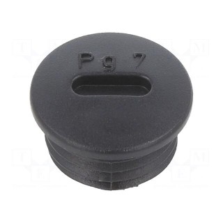 Stopper | PG7 | IP56 | polyamide | black | Thread: PG | 6mm | -25÷60°C