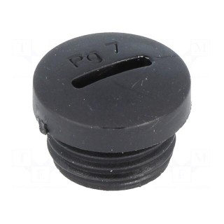 Stopper | PG7 | polyamide | black | H: 10mm | Øout: 14.8mm
