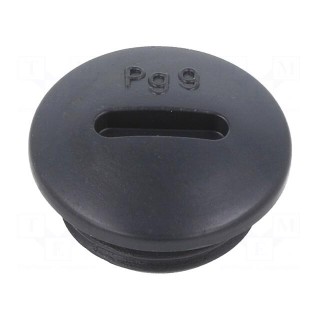 Stopper | PG9 | IP56 | polyamide | black | Thread: PG | 6mm | -25÷60°C