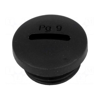 Stopper | PG9 | polyamide | black | H: 10.4mm | Øout: 18.7mm