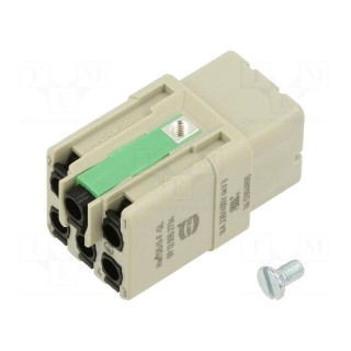 Connector: HDC | contact insert | female | Han Q | PIN: 6 | 5+PE | size 3A