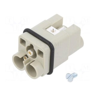 Connector: HDC | contact insert | male | Han Q | PIN: 3 | 2P+PE | size 3A