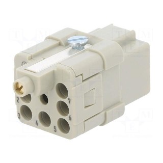 Connector: HDC | contact insert | female | Han Q | PIN: 8 | 7+PE | size 3A