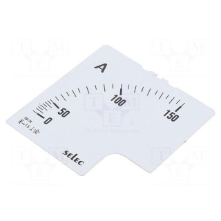 Scale | for analogue ammeter | I AC: 0÷150A | 90° | SCL-AM-I-3