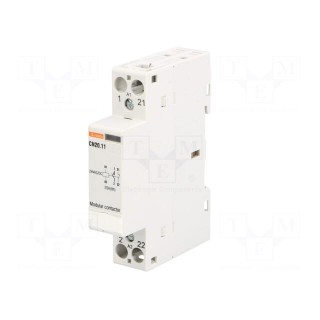 Contactor: 2-pole installation | NC + NO | 24VAC | 24VDC | 20A | DIN