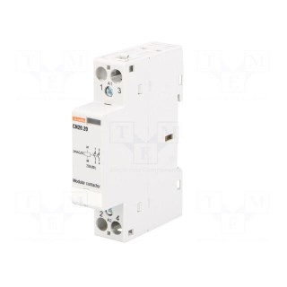 Contactor: 2-pole installation | NO x2 | 24VAC | 24VDC | 20A | DIN | CN20