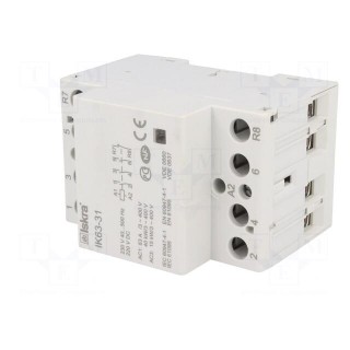 Contactor: 4-pole installation | NC + NO x3 | 230VAC | 220VDC | 63A