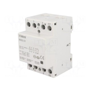 Contactor: 4-pole installation | NC + NO x3 | 230VAC | 220VDC | 63A