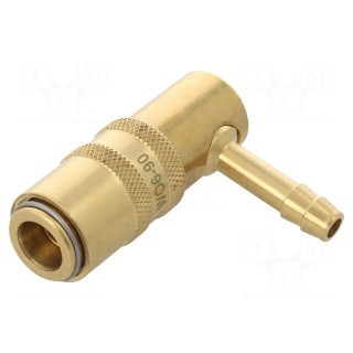 Quick connection coupling | angled 90° | max.10bar | brass | D: 6mm