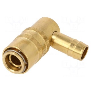 Quick connection coupling | angled 90° | max.15bar | brass | D: 13mm