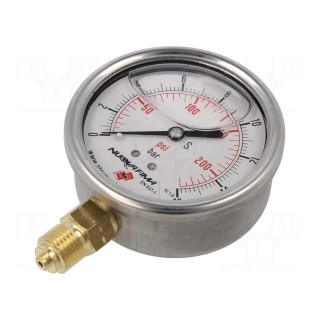 Glycerin manometer | 0÷16bar | 63mm | Enclos.mat: stainless steel