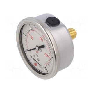Glycerin manometer | 0÷25bar | 63mm | Enclos.mat: stainless steel