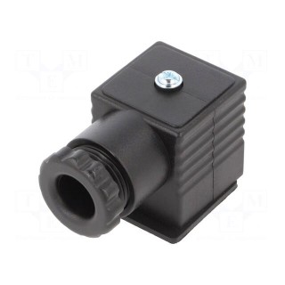 Plug for coil | PIN: 3 | black | 0÷230V | IP65 | A: 27mm | B: 28mm | C: 27mm