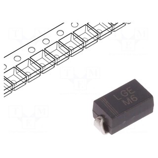 Diode: rectifying | SMD | 800V | 1A | Package: reel,tape | SMAJ | Ifsm: 30A