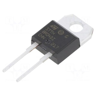 Diode: rectifying | THT | 400V | 8A | tube | Ifsm: 120A | TO220ACIns | 25ns