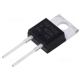 Diode: rectifying | THT | 600V | 15A | tube | Ifsm: 170A | TO220AC | 52ns