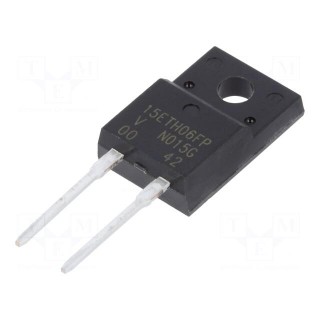 Diode: rectifying | THT | 600V | 15A | tube | Ifsm: 180A | TO220FP | 75ns