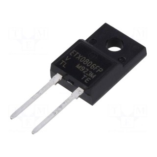 Diode: rectifying | THT | 600V | 8A | tube | Ifsm: 80A | TO220FP | Ufmax: 2V