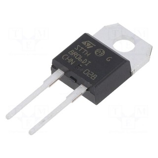 Diode: rectifying | THT | 600V | 8A | tube | Ifsm: 80A | TO220ACIns | 25ns