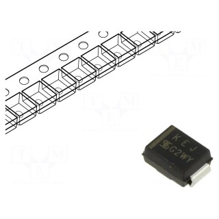 Diode: TVS | 600W | 6.8V | 60A | unidirectional | ±5% | SMB | reel,tape