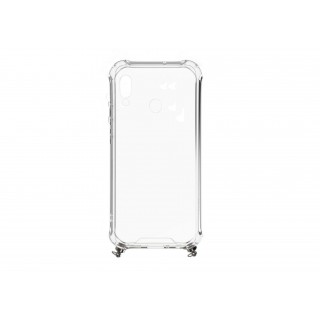 Huawei Y6 2019 Silicone TPU Transparent with Necklace Strap Silver