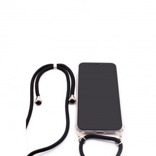 Samsung A40s Case with rope Black Transparent