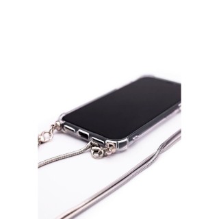 Xiaomi Note 8 Pro Silicone TPU Transparent with Necklace Strap Silver