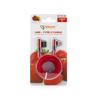 Sbox USB->Type-C 90 m/m 1.5m Type-C-90R strawberry red