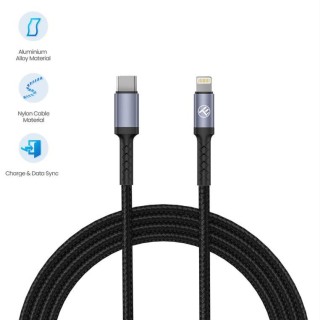 Tellur Data Cable Type-C To Lightning, 2A PD18W 1m Nylon Black