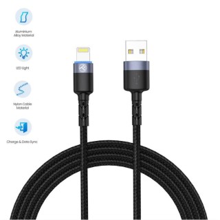 Tellur Data Cable USB to Lightning with LED Light 2m Black